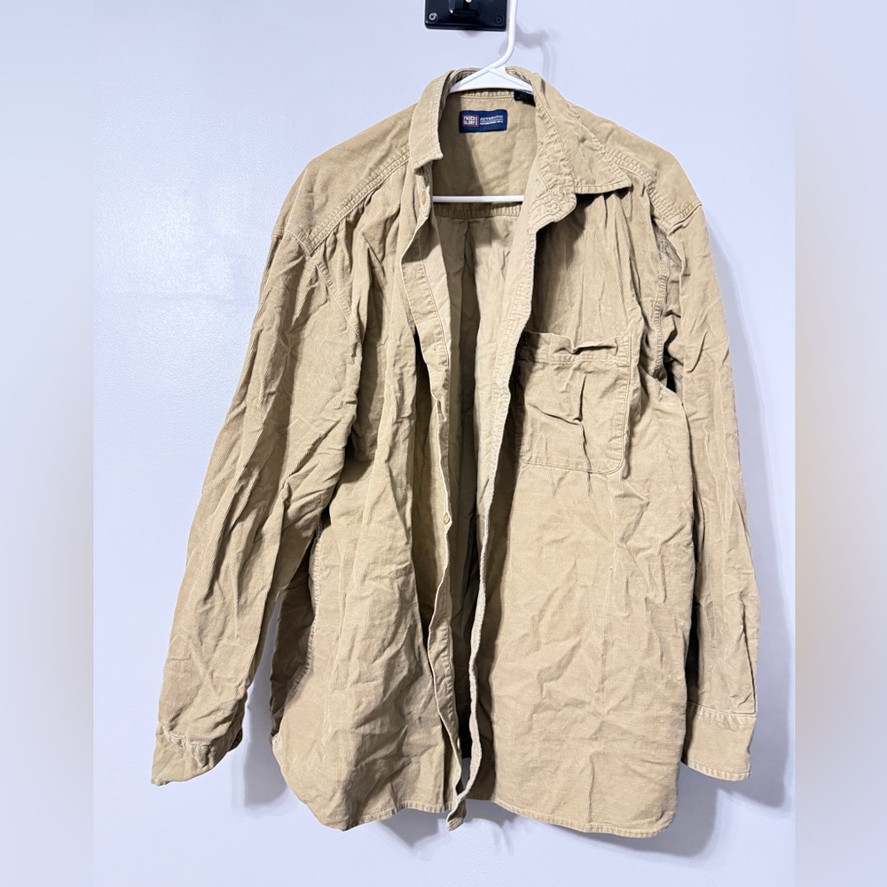 Faded Glory Men's Beige Tan Shirt Jacket Button Down Size XL